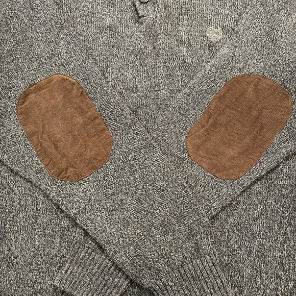 CHAPS Pullover Sweater | Men’s XXL | Gray with Brown Corduroy Patches at Sleeves - Picture 3 of 11